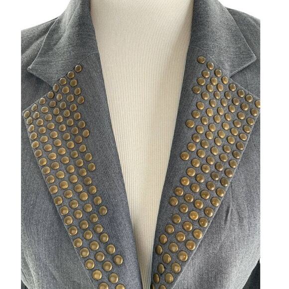 Twenty One Blazer Womens Size Medium Charcoal Gray Notch Collar Suit Jacket - Picture 4 of 6